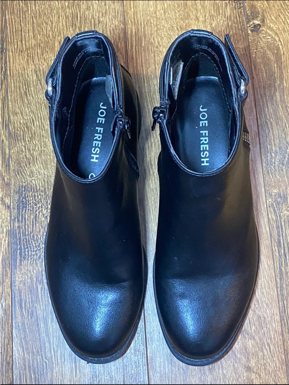Joe Fresh Black Leather-Look Ankle Booties with Side Zip